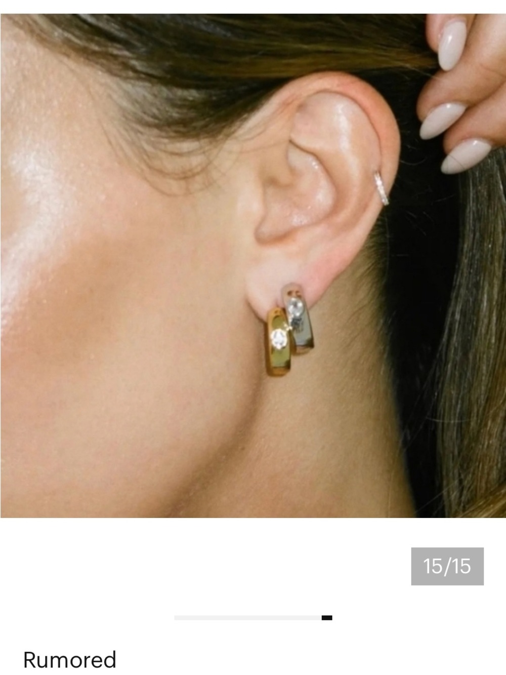 Rumored Gold Huggies Hoop Earrings with Crystal